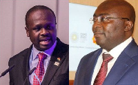 Dr. Edward Omane Boamah (L) chides Dr  Mahamudu Bawumia (R) over 'social intervention' statement