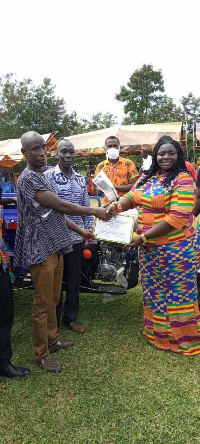 Mr Otoo received a tricycle, wheelbarrow, a pair of Wellington boots, etc