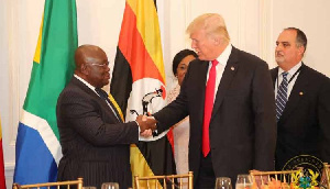 President Nana Addo Dankwa Akufo-Addo shakes hands with US President Donald Trump