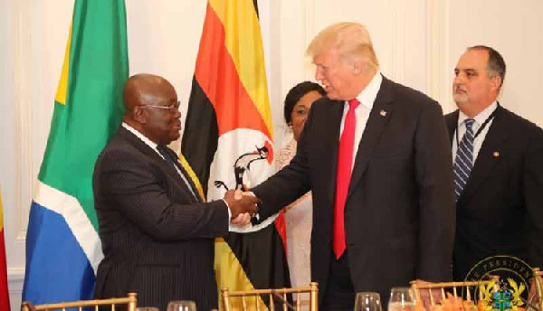 President Nana Addo Dankwa Akufo-Addo shakes hands with US President Donald Trump