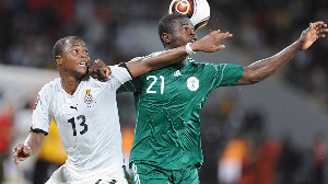 Ghana's skipper Dede Ayew challenging for the ball in a match against Nigeria