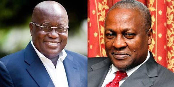 Nana Akufo-Addo (L), Prez John Dramani Mahama (R)