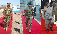 L - R: Zambia's Edgar Lungu, Mali's Assimi Goita, Uganda's Yoweri Museveni