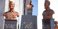 Sculpture of the 3 ex-servicemen who were shot in 1948