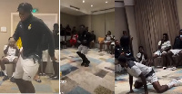 Collage of Black Stars players on the dancefloor