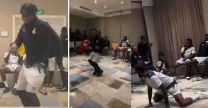 Collage of Black Stars players on the dancefloor