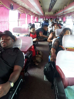 Some Kumawood stars in a bus to Accra