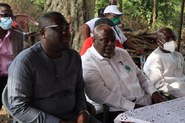 Atta Mills institute CEO Anyidoho with  NLA boss Sammy Awuku (left)