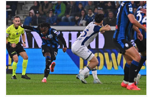 Ademola Lookman scores the 4-0 goal during the Italian Serie A soccer match