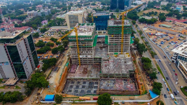 Aerial shot of the new BoG head office building at Ridge in Accra