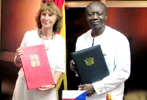 Minister for Finance, Ken Ofori Atta, and the Czech Ambassador to Ghana, Margita Fuschova