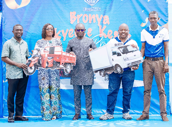 FanMilk officials present dummy awards to some of the winners