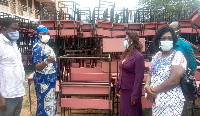 The Sunyani Municipal Director of Education, Theresa Kyere Boakye received the donated desks