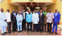 President Akufo-Addo in a group photograph with his Regional Minsters-designate