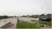 Part of the motorway submerged in water