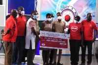 Keta SHTS contestants receive a cheque from ABSA bank officials