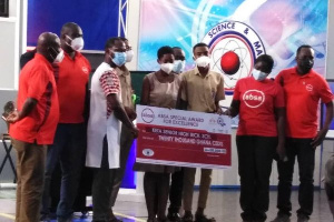 Keta SHTS contestants receive a cheque from ABSA bank officials