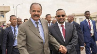 Eritrean president Isaias Afwerki with Ethiopian PM Abiy Ahmed in Asmara