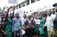 President Akufo-Addo with some of the nursing students