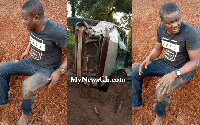 John Kpeli's vehicle somersaulted severally after losing its balance