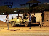 Members of the Rapid Support Forces are seen near the area where gunmen opened fire