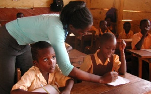 A teacher with her pupils