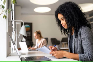 woman working in an office