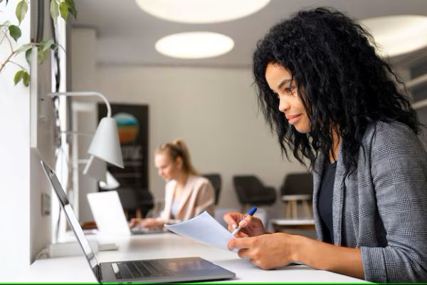 woman working in an office