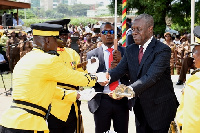 VP Amissah-Arthur presenting the sword of honour at the graduation parade