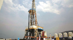 The oil rig for the Kingfisher development area II Photo: STUART TIBAWESWA | AFP