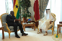 President Akufo-Addo interacting with Sheikh Tamim bin Hamad Al Thani