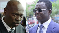 Dr. Adu-Ampomah (L) has been struggling in testifying against Dr. Opuni (R)pu