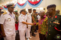 President Akufo Addo exchanging pleasantries with a navy officer