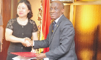 Seth Terkper with  Ms Sun Boahong, Chinese Ambassador to Ghana.