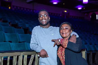 Burna Boy and his mum at the venue ahead of tomorrow