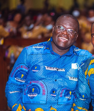 Professor Nortey In Blue GHAMECC Shirt