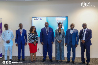 Joe Ghartey (middle) former Minister for Railways Development with board members