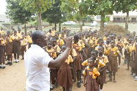 Founder for Give Me Hope Foundation, Mr Wisdom Dordoe addressing the students