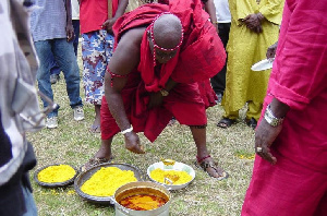 File photo of a chief performing rites to start the festival