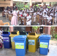 12 waste bins were donated to the Sakumono Complex JHS