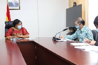 Minister for Foreign Affairs and Regional integration Shirley Ayorkor Botchwey and Himeno Tsutomu