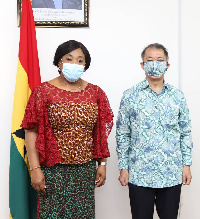 Shirley Ayorkor Botchwey with the Japan Ambassador to Ghana, H.E. Himeno Tsutomu