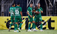 Bernard Tekpetey celebrating goal with teammates