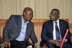 File photo of President John Mahama with late John Evans Fiifi Atta Mills