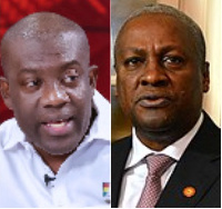 Kojo Oppong Nkrumah (left), John Dramani Mahama (right)