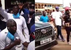 Some NPP supporters celebrating the victory of their parliamentary candidates