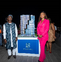 Dr Kwabena Adjei with Eunice Adjei-Bonsu at the launch