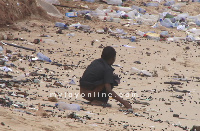 An individual openly defecating at the beach (File photo)