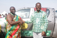 COCOBOD Boss presents the keys to the vehicle to Mr. Charles Gyamfi