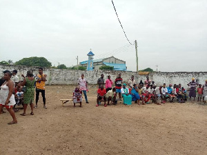 Residents at Osu in a queue to register